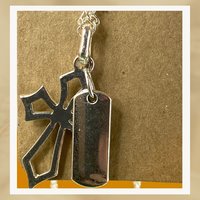 Inspiration message sparkly silver cross pendant with Silver chain
