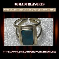 Adjustable Silver Turquoise Stone Ring