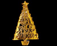 Gold toned Holiday Christmas tree brooch