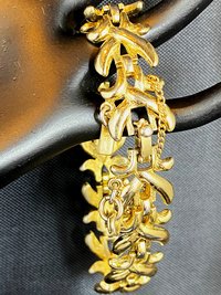 Vintage Signed Monet Gold Tone Metal Bracelet