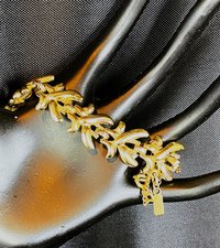 Vintage Signed Monet Gold Tone Metal Bracelet