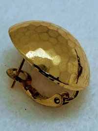 Rare Gold Tone Vintage Christian Dior Hammered Dome with Omega clips earrings.