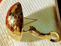 Rare Gold Tone Vintage Christian Dior Hammered Dome with Omega clips earrings.