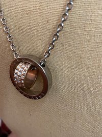 Armani Exchange signed  Double Rings Pendant and silver necklace