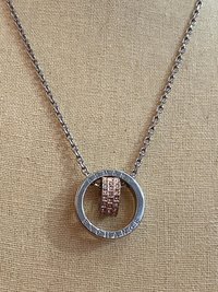 Armani Exchange signed  Double Rings Pendant and silver necklace