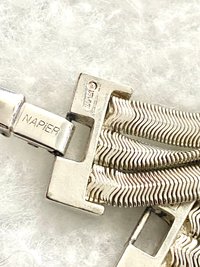 Vintage Napier Thick Silver multi strand Herringbone Bracelet