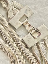 Vintage Napier Thick Silver multi strand Herringbone Bracelet