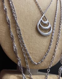 Silver Tone Vintage D'Orlan Multi Chain Statement Necklace