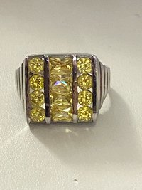 Square encrusted canary yellow silver stones  beveled edges