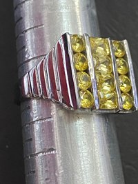 Square encrusted canary yellow silver stones  beveled edges