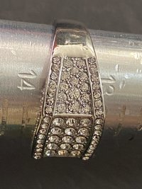 Large  Sparkly Zirconiums Pave on a silver band