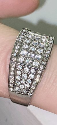 Large  Sparkly Zirconiums Pave on a silver band