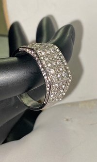 Large  Sparkly Zirconiums Pave on a silver band