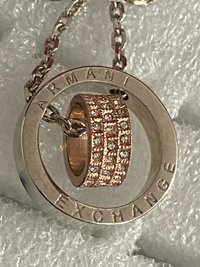 Armani Exchange signed  Double Rings Pendant and silver necklace