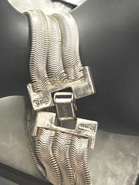 Vintage Napier Thick Silver multi strand Herringbone Bracelet