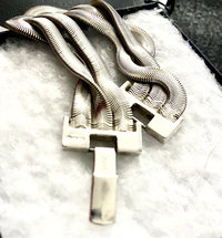 Vintage Napier Thick Silver multi strand Herringbone Bracelet