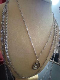 Silver Tone Vintage D'Orlan Multi Chain Statement Necklace