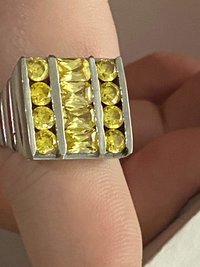 Square encrusted canary yellow silver stones  beveled edges