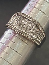 Large  Sparkly Zirconiums Pave on a silver band