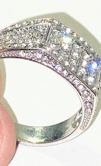 Large  Sparkly Zirconiums Pave on a silver band