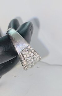 Large  Sparkly Zirconiums Pave on a silver band