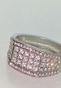 Large  Sparkly Zirconiums Pave on a silver band