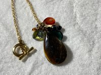 Vintage gold tone Ralph Lauren gem stones pendant necklace