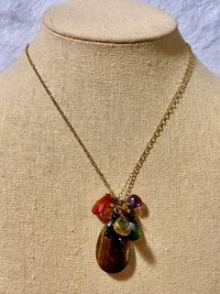 Vintage gold tone Ralph Lauren gem stones pendant necklace