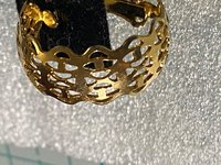 Gold tone thick Art Nouveau love scroll hoop earrings