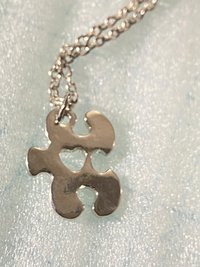 Silver tone 4 part heart puzzle pendant family friendship necklaces