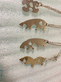 Silver tone 4 part heart puzzle pendant family friendship necklaces