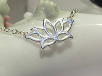 Silver tone Lotus pendant and necklace