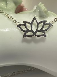 Silver tone Lotus pendant and necklace