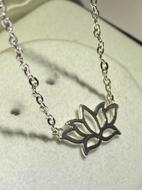 Silver tone Lotus pendant and necklace