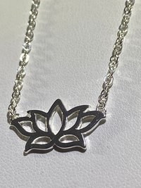 Silver tone Lotus pendant and necklace