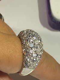 Silver tone Pave sparkly crystals Fossil band statement ring.