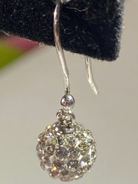 Sterling silver crystal Golf ball pave pendant and dangling earrings gift set