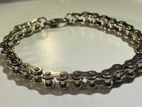 Silver tone stainless steel bike chain bracelet