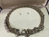 Silver tone stainless steel bike chain bracelet
