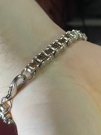 Silver tone stainless steel bike chain bracelet