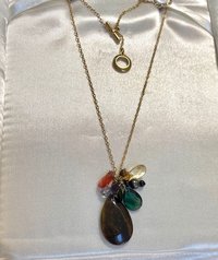 Vintage gold tone Ralph Lauren gem stones pendant necklace