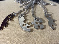 Silver tone 4 part heart puzzle pendant family friendship necklaces
