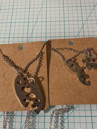 Silver tone 4 part heart puzzle pendant family friendship necklaces