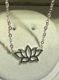 Silver tone Lotus pendant and necklace