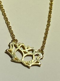 Gold tone Lotus pendant and necklace