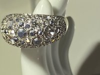 Silver tone Pave sparkly crystals Fossil band statement ring.