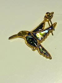 Gold and blue enameled Butler signed Fifth Avenue Collection Hummingbirds dangling earrings