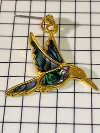 Gold and blue enameled Butler signed Fifth Avenue Collection Hummingbirds dangling earrings