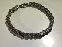 Silver tone stainless steel bike chain bracelet