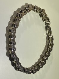 Silver tone stainless steel bike chain bracelet
